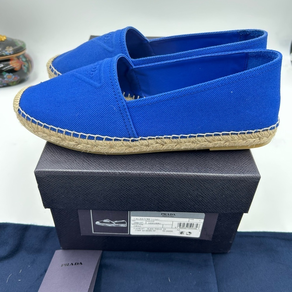 Women's Prada triangle logo canvas espadrille size 7, made in Italy - Picture 5 of 8